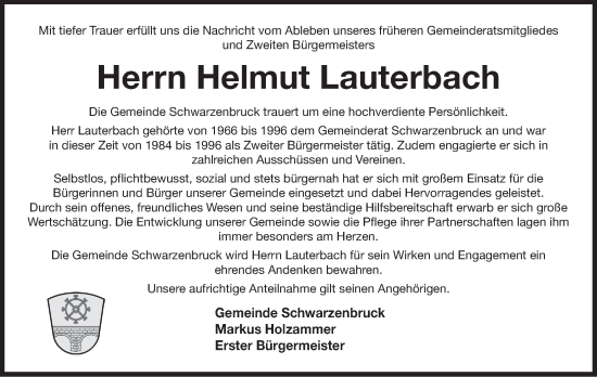 Traueranzeige von Helmut Lauterbach von Der Bote