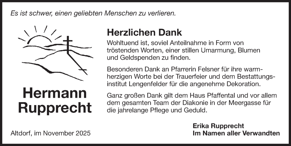  Traueranzeige für Hermann Rupprecht vom 29.11.2025 aus Der Bote