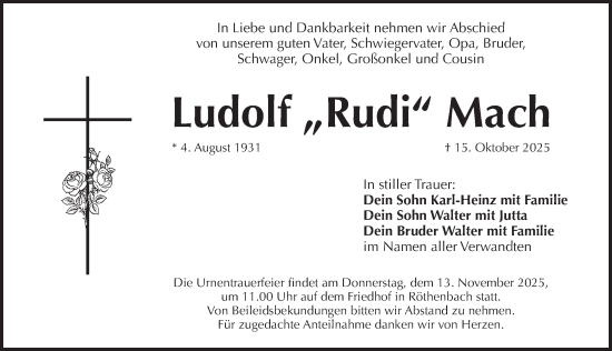 Traueranzeige von Ludolf Mach von Pegnitz-Zeitung
