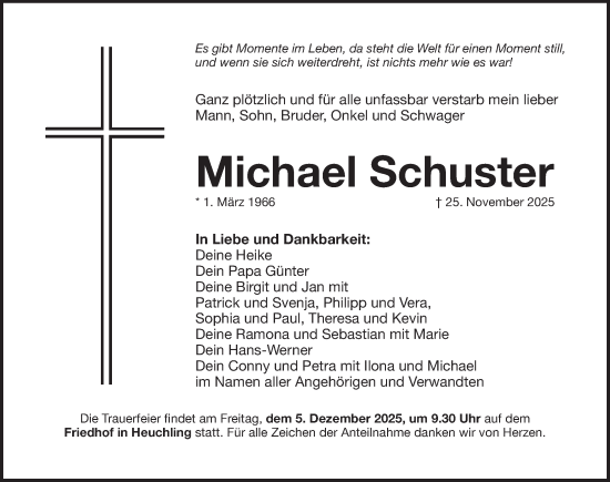 Traueranzeige von Michael Schuster von Pegnitz-Zeitung
