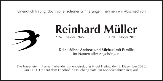 Traueranzeige von Reinhard Müller von Pegnitz-Zeitung