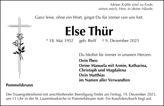 Traueranzeige von Else Thür von Hersbrucker Zeitung Lokal