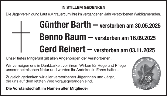 Traueranzeige von Günther Barth von Pegnitz-Zeitung