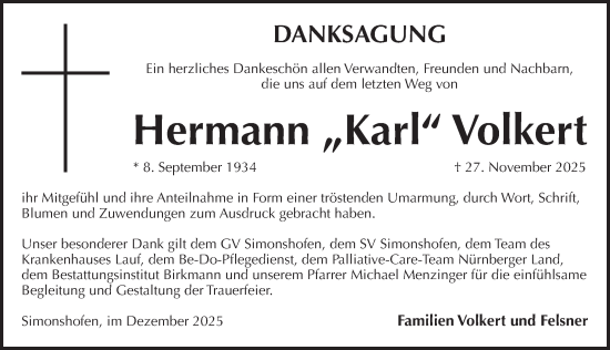 Traueranzeige von Hermann Volkert von Pegnitz-Zeitung