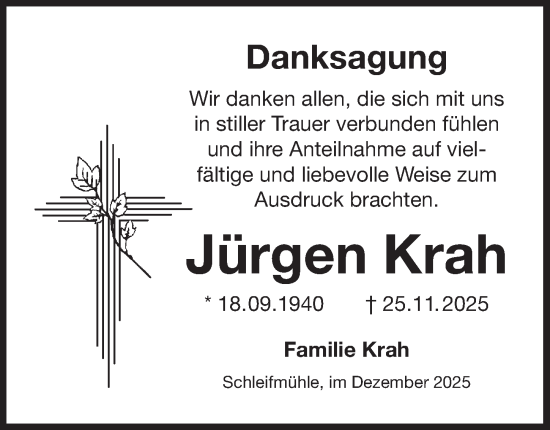 Traueranzeige von Jürgen Krah von Der Bote