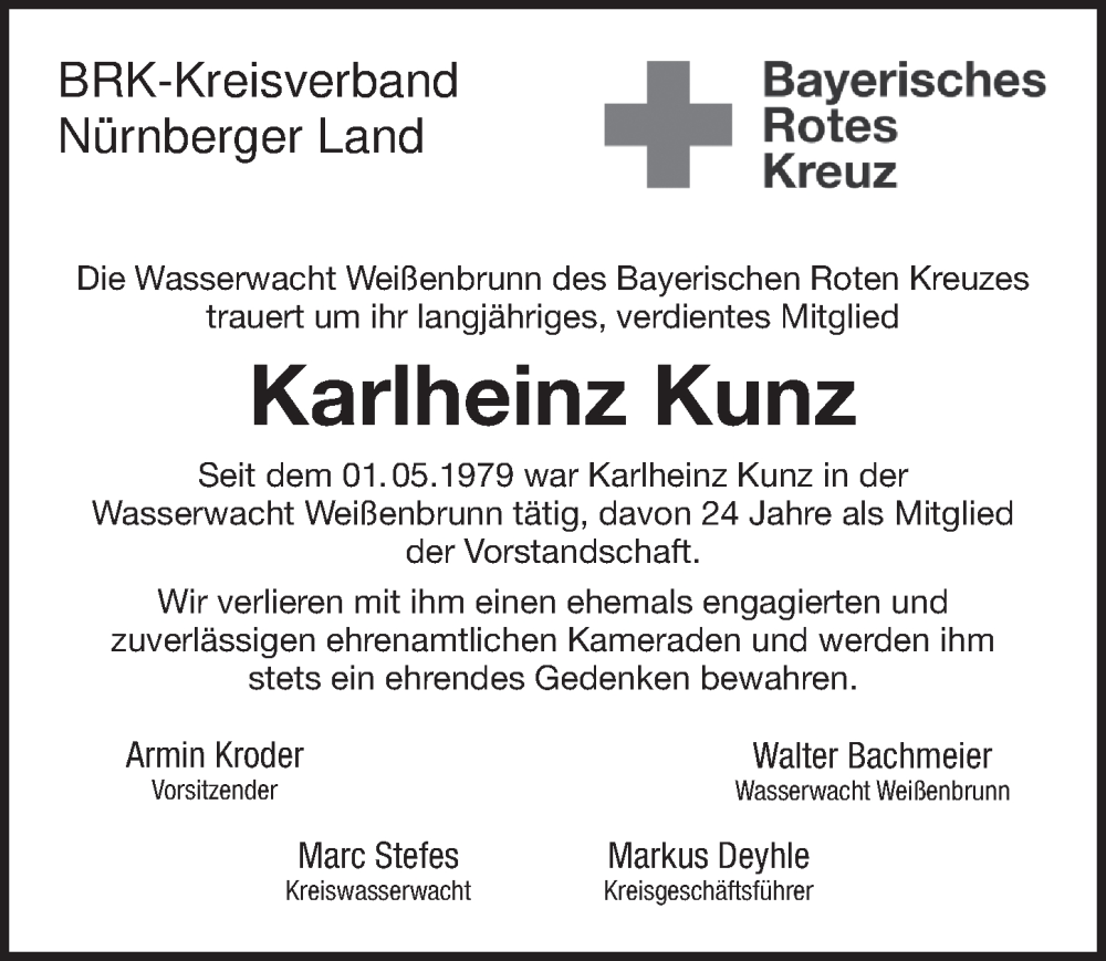  Traueranzeige für Karlheinz Kunz vom 06.12.2025 aus Der Bote
