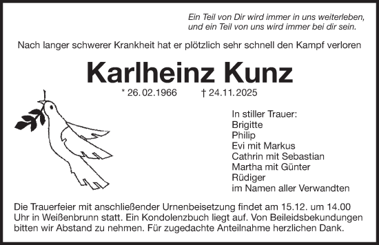 Traueranzeige von Karlheinz Kunz von Der Bote
