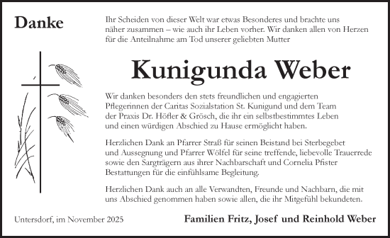 Traueranzeige von Kunigunda Weber von Pegnitz-Zeitung