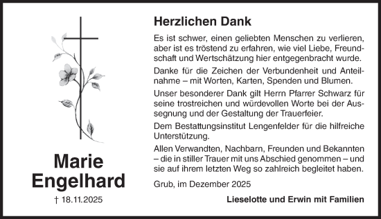 Traueranzeige von Marie Engelhard von Der Bote