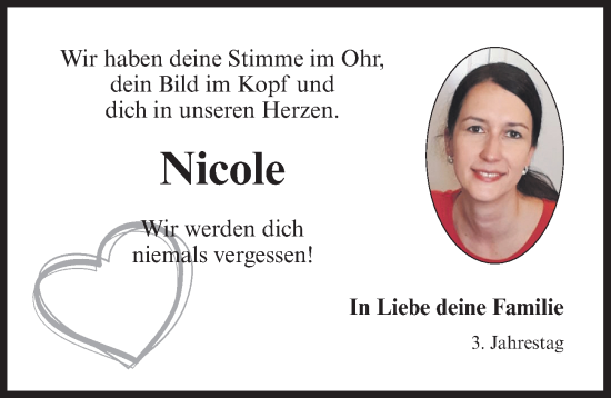 Traueranzeige von Nicole  von Der Bote
