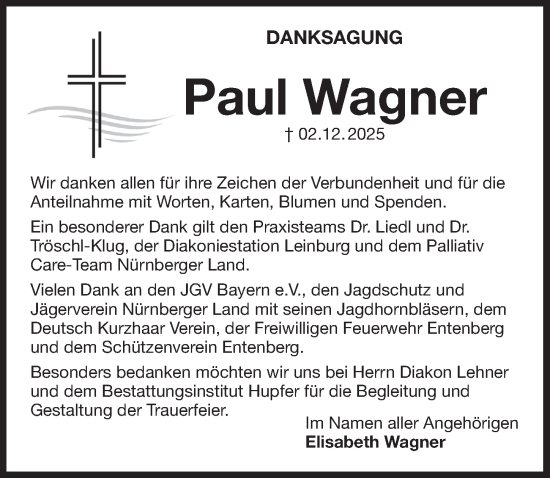Traueranzeige von Paul Wagner von Der Bote