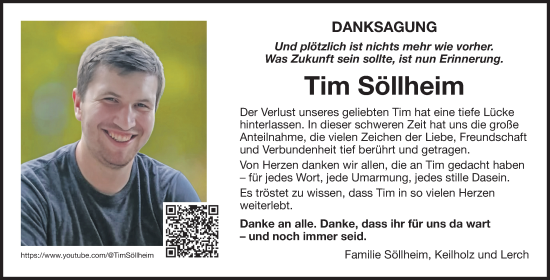 Traueranzeige von Tim Söllheim von Der Bote