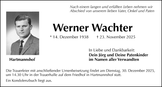 Traueranzeige von Werner Wachter von Hersbrucker Zeitung Lokal