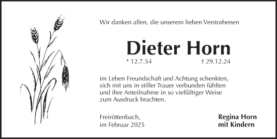 Traueranzeige von Dieter Horn von Pegnitz-Zeitung