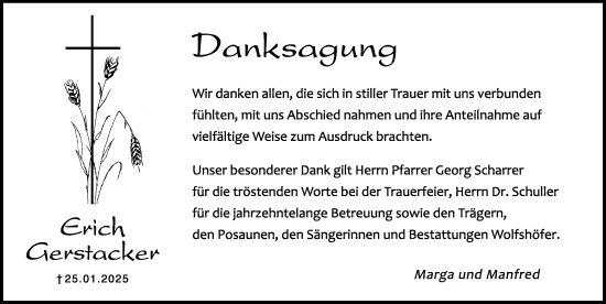 Traueranzeige von Erich Gerstacker von Hersbrucker Zeitung Lokal