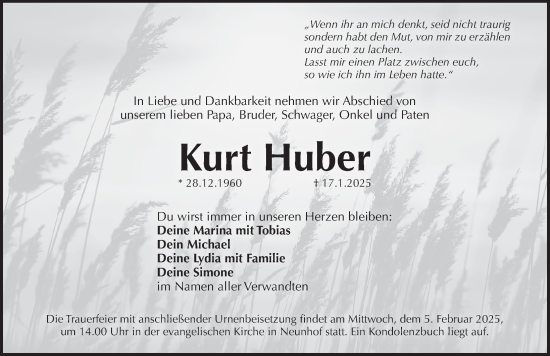 Traueranzeige von Kurt Huber von Pegnitz-Zeitung