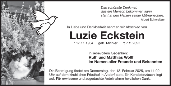 Traueranzeige von Luzie Eckstein von Der Bote