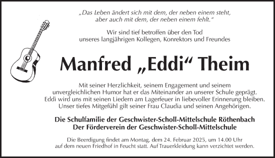 Traueranzeige von Manfred Theim von Pegnitz-Zeitung