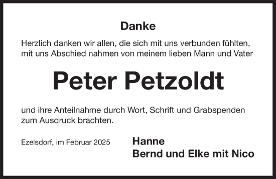 Traueranzeige von Peter Petzoldt von Der Bote