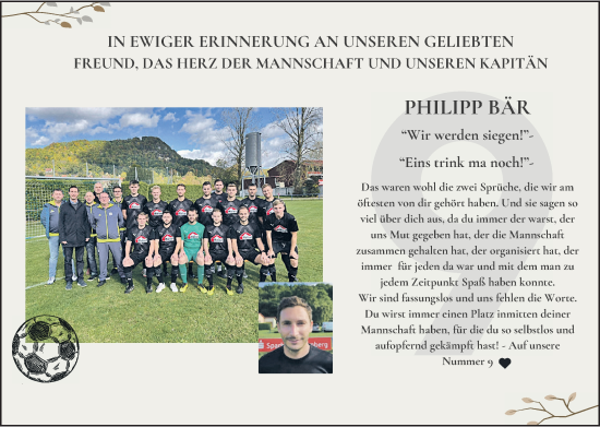 Traueranzeige von Philipp Bär von Hersbrucker Zeitung Lokal