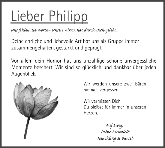 Traueranzeige von Philipp Bär von Hersbrucker Zeitung Lokal