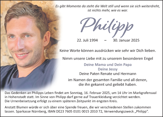 Traueranzeige von Philipp Bär von Hersbrucker Zeitung Lokal