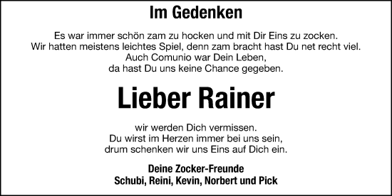 Traueranzeige von Rainer Maul von Hersbrucker Zeitung Lokal