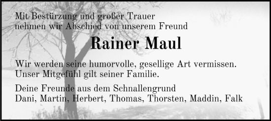 Traueranzeige von Rainer Maul von Hersbrucker Zeitung Lokal