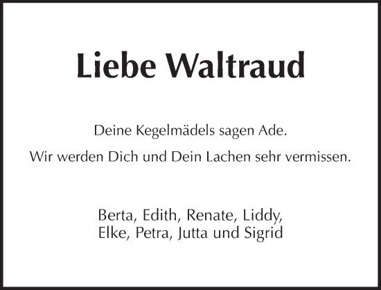 Traueranzeige von Waltraud  von Pegnitz-Zeitung