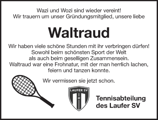 Traueranzeige von Waltraud  von Pegnitz-Zeitung