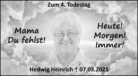 Traueranzeige von Hedwig Heinrich von Hersbrucker Zeitung Lokal