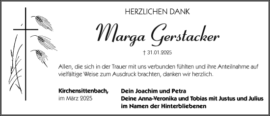 Traueranzeige von Marga Gerstacker von Hersbrucker Zeitung Lokal