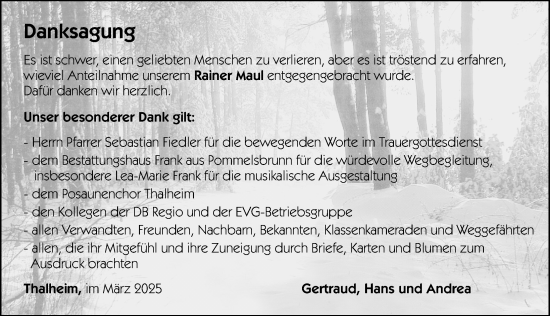 Traueranzeige von Rainer Maul von Hersbrucker Zeitung Lokal