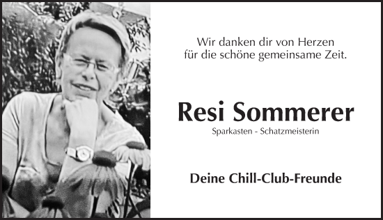Traueranzeige von Resi Sommerer von Pegnitz-Zeitung
