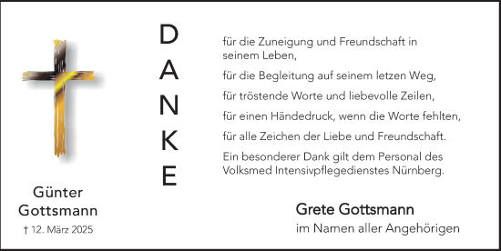 Traueranzeige von Günter Gottsmann von Hersbrucker Zeitung Lokal
