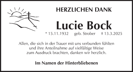 Traueranzeige von Lucie Bock von Pegnitz-Zeitung