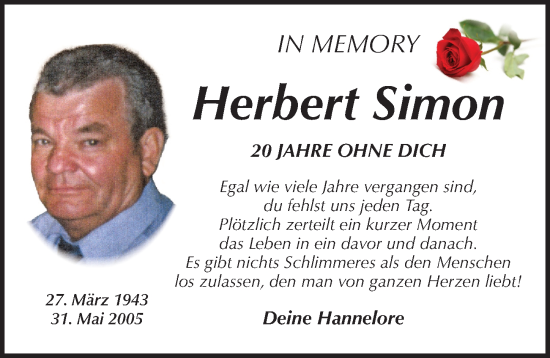 Traueranzeige von Herbert Simon von Pegnitz-Zeitung