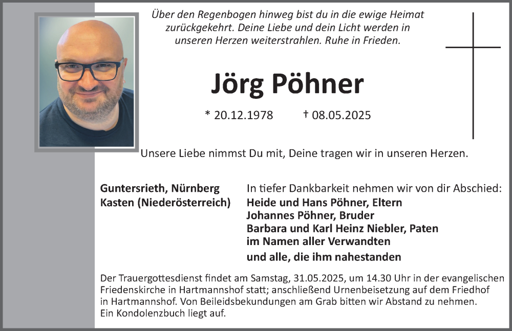  Traueranzeige für Jörg Pöhner vom 28.05.2025 aus Hersbrucker Zeitung Lokal