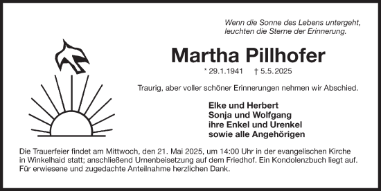 Traueranzeige von Martha Pillhofer von Der Bote