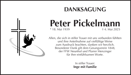 Traueranzeige von Peter Pickelmann von Pegnitz-Zeitung