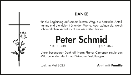Traueranzeige von Peter Schmid von Pegnitz-Zeitung