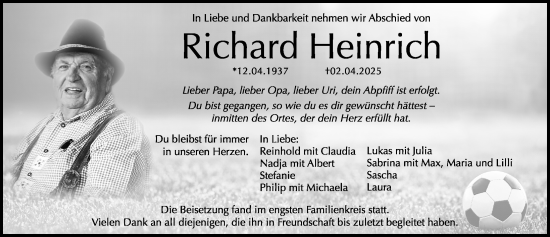 Traueranzeige von Richard Heinrich von Hersbrucker Zeitung Lokal