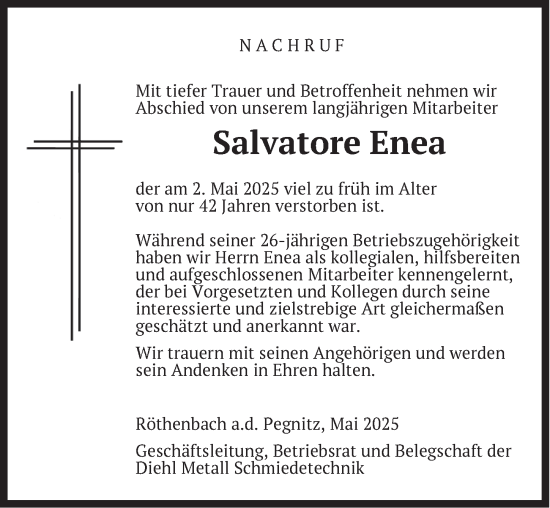 Traueranzeige von Salvatore Enea von Pegnitz-Zeitung
