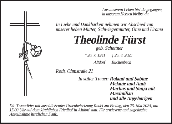 Traueranzeige von Theolinde Fürst von Der Bote