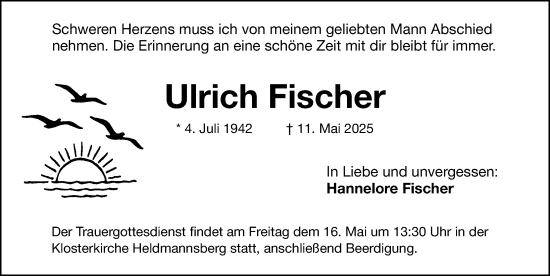Traueranzeige von Ulrich Fischer von Hersbrucker Zeitung Lokal