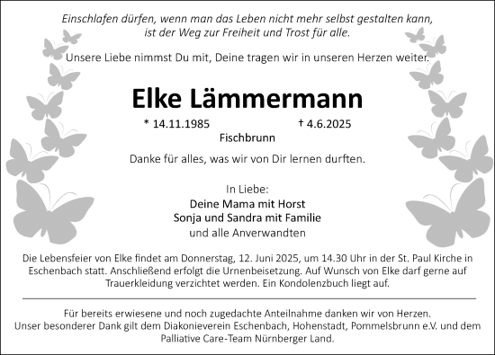 Traueranzeige von Elke Lämmermann von Hersbrucker Zeitung Lokal