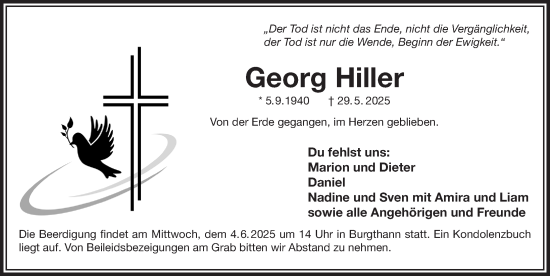 Traueranzeige von Georg Hiller von Der Bote