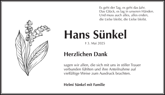 Traueranzeige von Hans Sünkel von Pegnitz-Zeitung