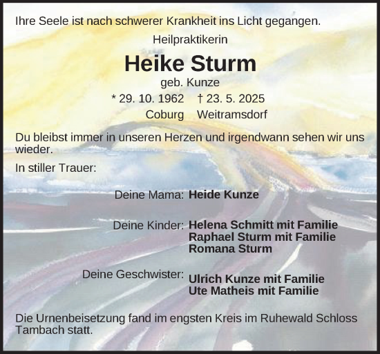 Traueranzeige von Heike Sturm von Hersbrucker Zeitung Lokal