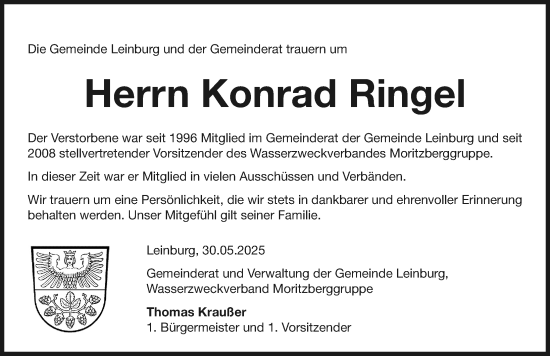 Traueranzeige von Konrad Ringel von Der Bote